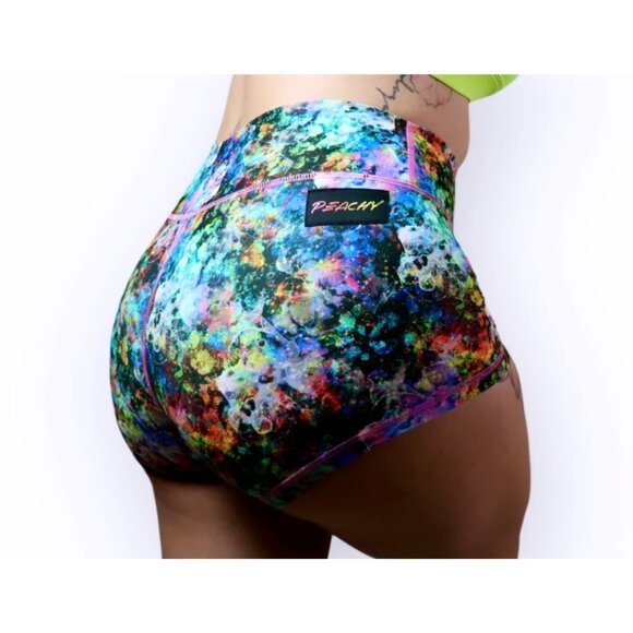 Peachy Athletic NWT Peach Perfect Galaxy Print Booty CrossFit Shorts Size Medium - Picture 2 of 12